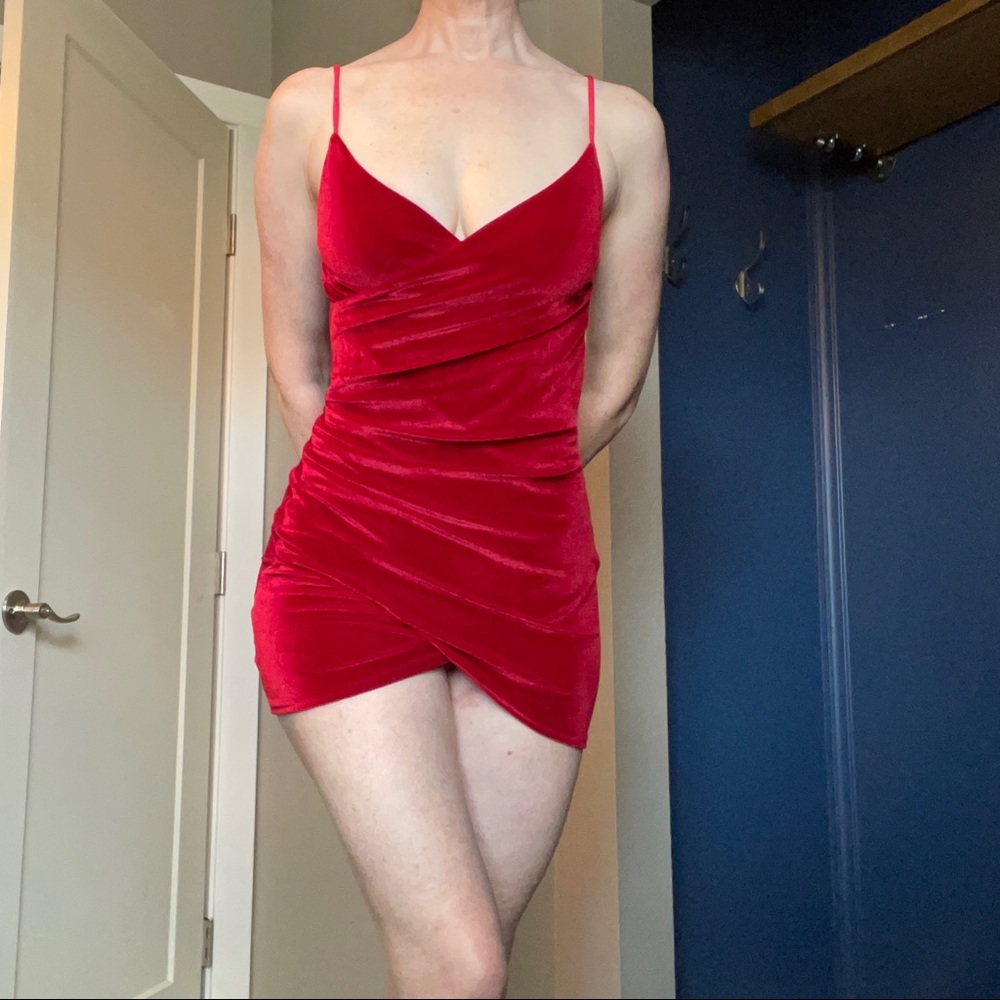 Red velvet sexy cocktail dress nightclub